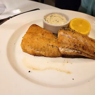 Potato Crusted Great Lakes Walleye with Joe's Tartar Sauce and Lemon