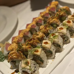 a sushi roll on a plate