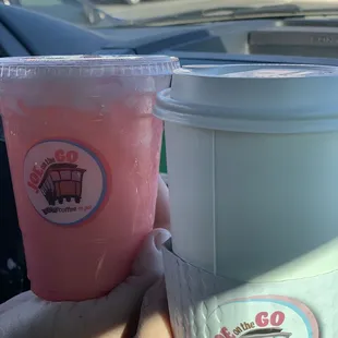 Creamy Italian soda (strawberry) and cafe mocha