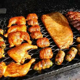 Variety of meats smoked