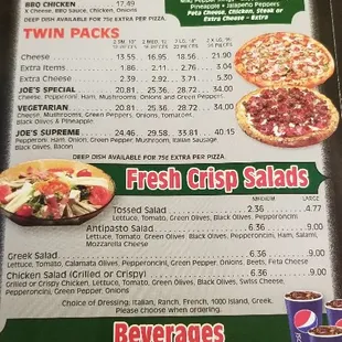 menu, pizza