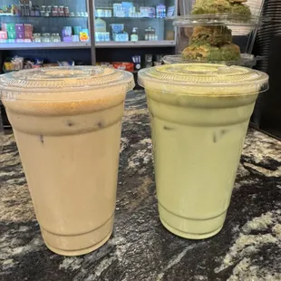 Iced Spiced Chai and Iced Matcha latte