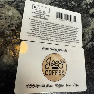 Gift cards available