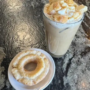 Maple glazed donut latte, iced or hot