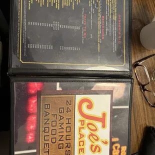 This is the menu just the front and the back it was pages long