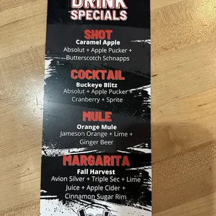 Cocktail menu side 2