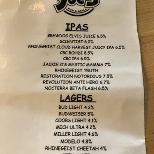 menu