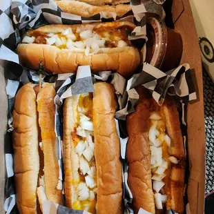a box of hot dogs