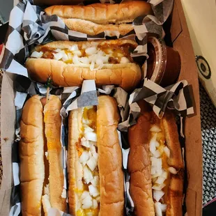 a box of hot dogs