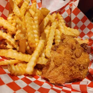 Large chicken tenders (3 were hiding under the fries)