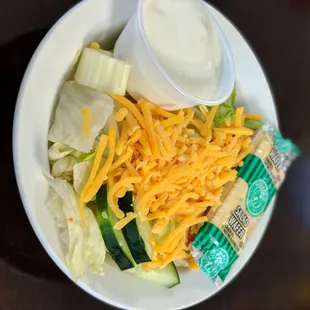 The salad you get when you want blue cheese dressing.  I ate the cucumbers.