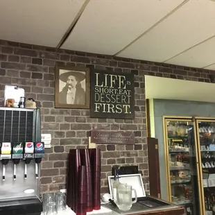 a brick wall in a restaurant