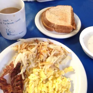 Basic breakfast. With a bowl of gravy!