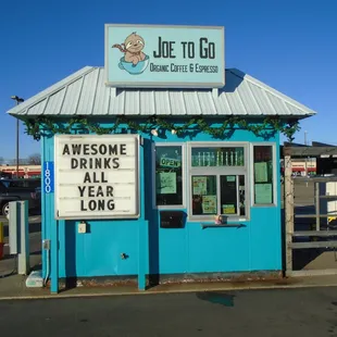 Outside of the coffee hut, view looking north.