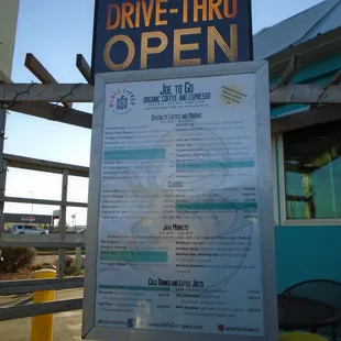 Drive-up menu on the north side.