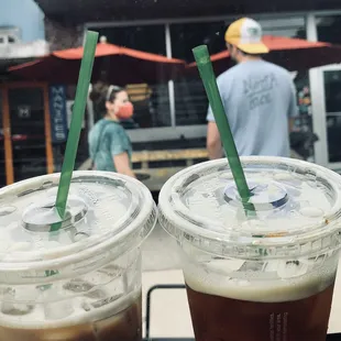 Chocolate milk cold brew and hazelnut cold brew.