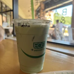 Iced matcha with whole milk