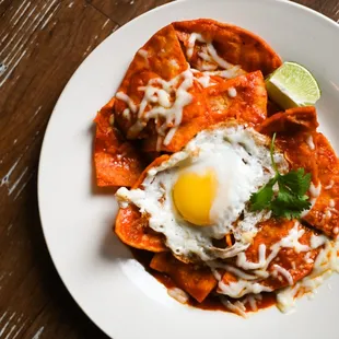 famous Chilaquiles in our home made Colorado sauce.  Ask for them in our Chile Verde too!