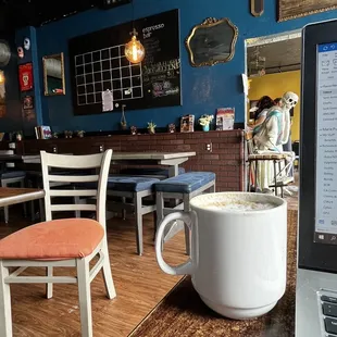 Vanilla Chai Tea Latte and interior