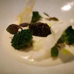 Amuse - Cauliflower veloute w/ caviar and crisp rice paper
