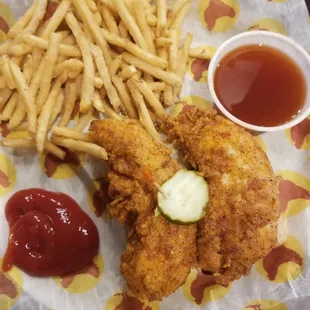 2 tenders and fries with spiked honey