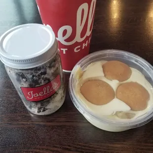 A couple desserts and a drink