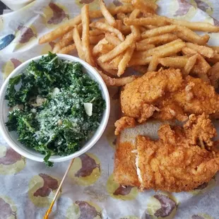 Lunch special with Kale salad and extra side of fries.