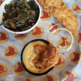 Southern chicken tenders and greens.