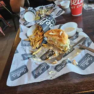 I had the big slaw Sammie with fries sprinkled with garlic parm....yummy.