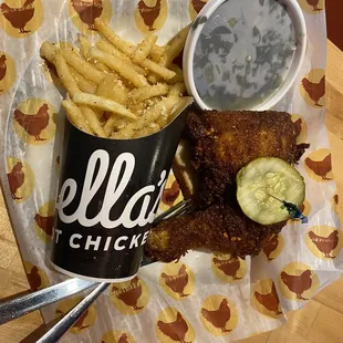 Chicken quarter meal plus an extra order of fries