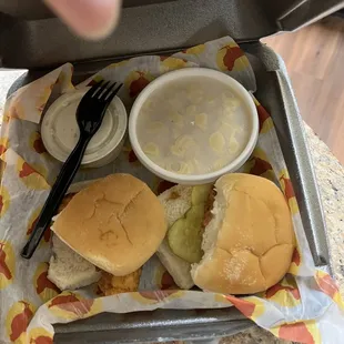a tray of food