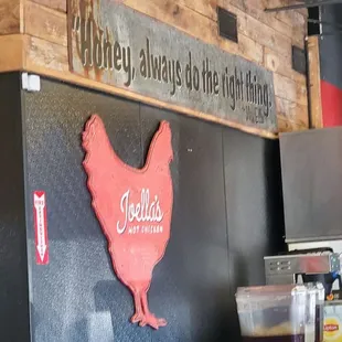 a chicken on the wall