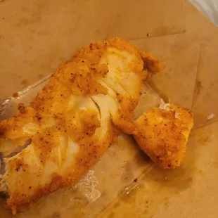One of the tenders with no breading at all