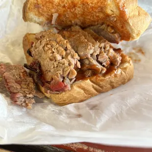 Brisket on Texas Toast Bread.