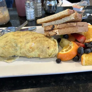 Build your own omelette , fresh fruit, toast , ice coffee