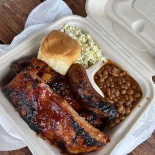 Bbq ribs and a hotlink