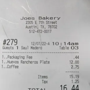 Packaging fee.