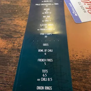 menu