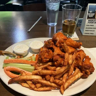 Dozen wings medium with fries