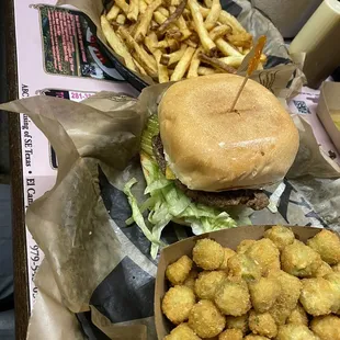 French Fries, Hamburger, and Fried Okra!