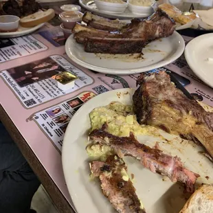 Beef and pork ribs and sides