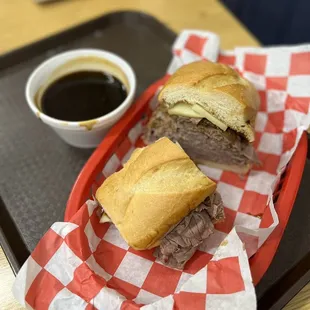 a sandwich and a cup of coffee