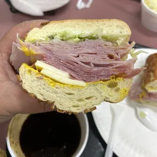 Ham &amp; Salami sandwich on a Dutch crunch roll