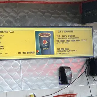 Menu as of February 2023