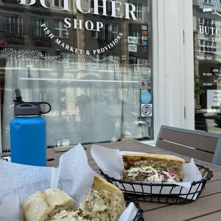 The Rich Boy Sandwich left, Debris Po' Boy right