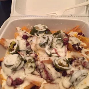 a container of nachos