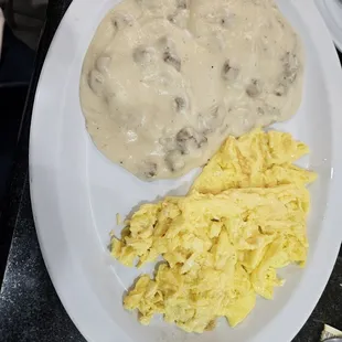 Sausage gravy and biscuits