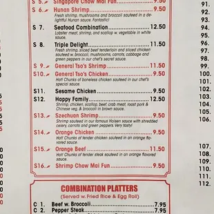 the menu for the restaurant