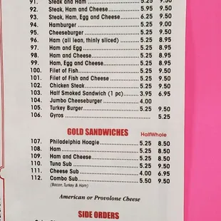 a list of items
