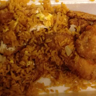 Wings with fried rice w/added egg